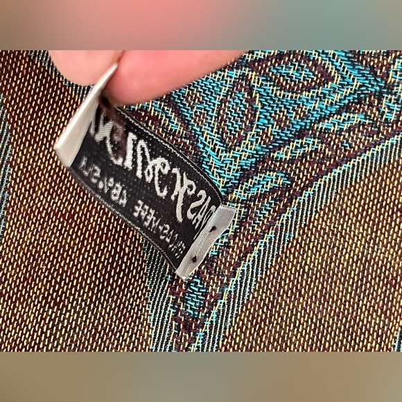 ☯️Like New Reversible Blue / Brown / Rust Paisley Pashmina/Silk/Wrap/Shawl - Picture 13 of 17